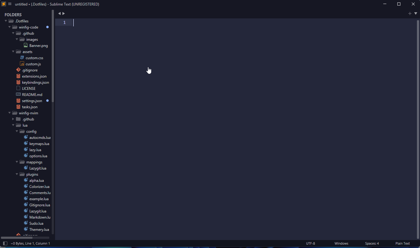 Winfig Sublime Text Screenshot