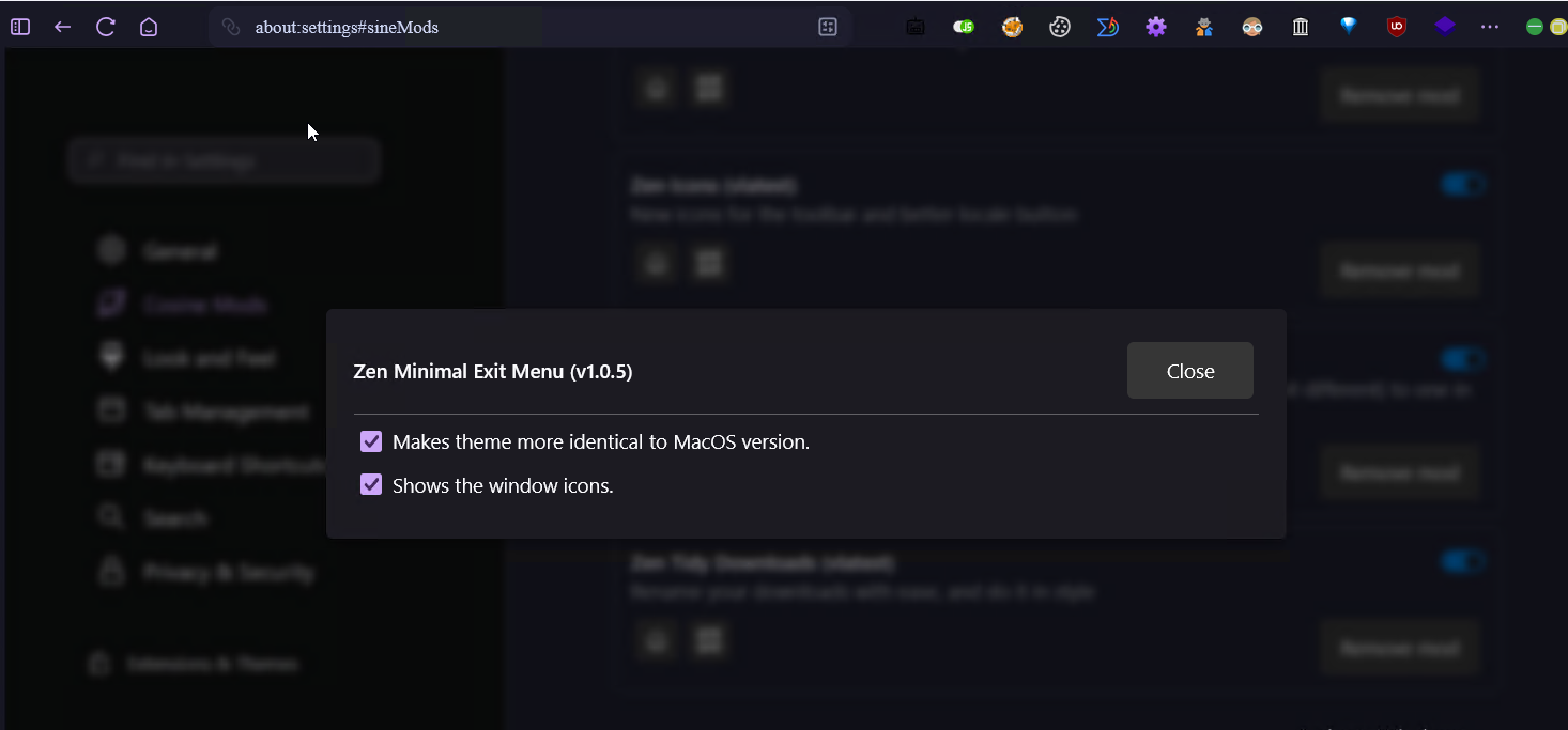 Zen Minimal Exit Menu