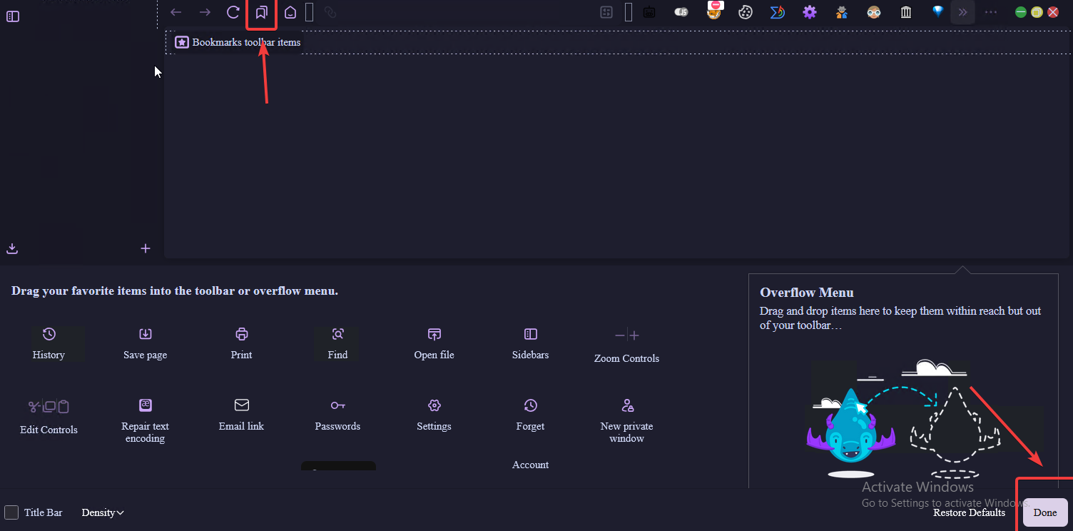 Bookmark Menu Placement